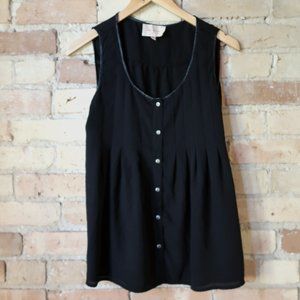 Skies Are Blue Black Leather Trim Top